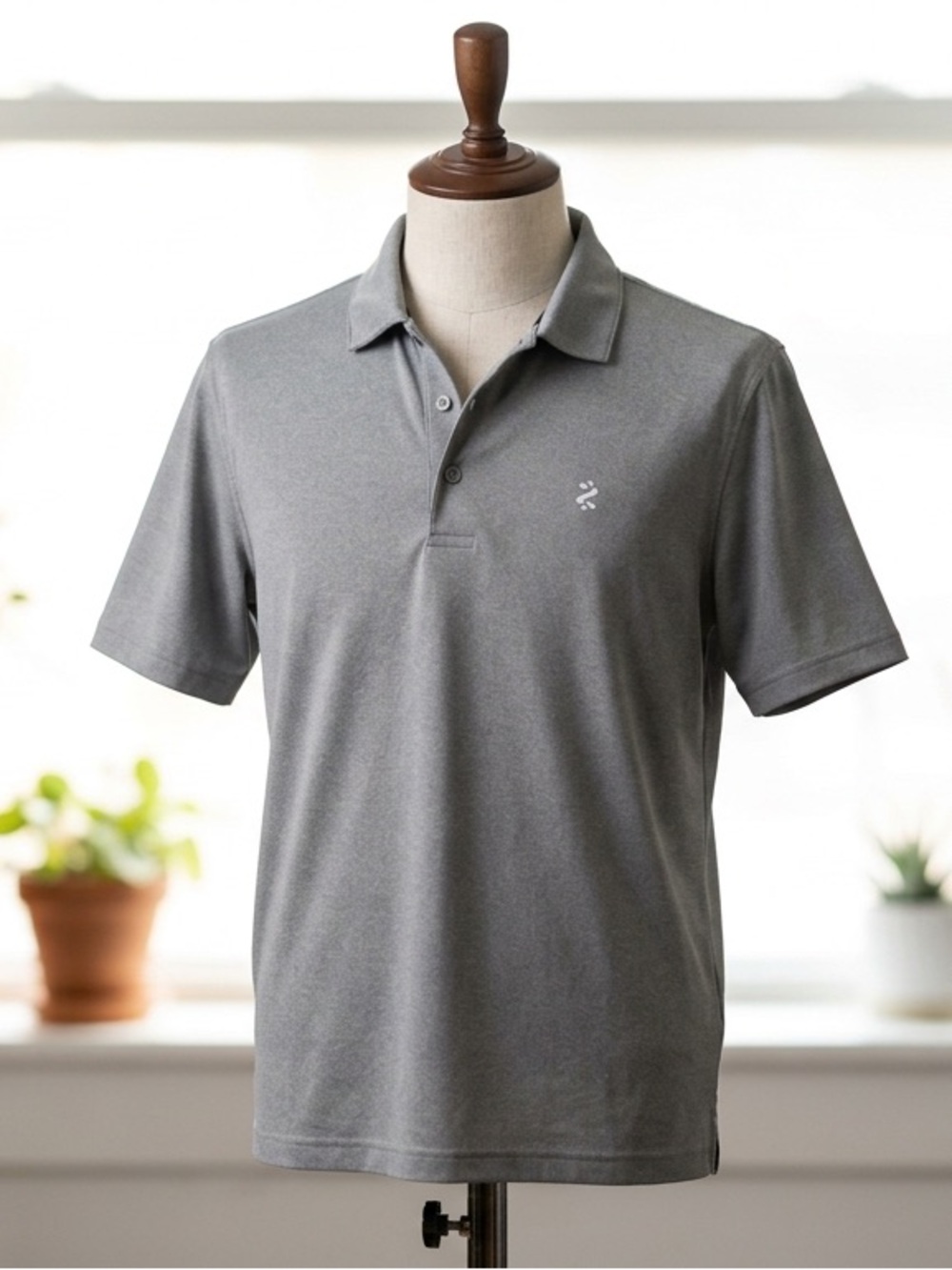 Izod Grey Short-Sleeve Polo with Subtle Logo